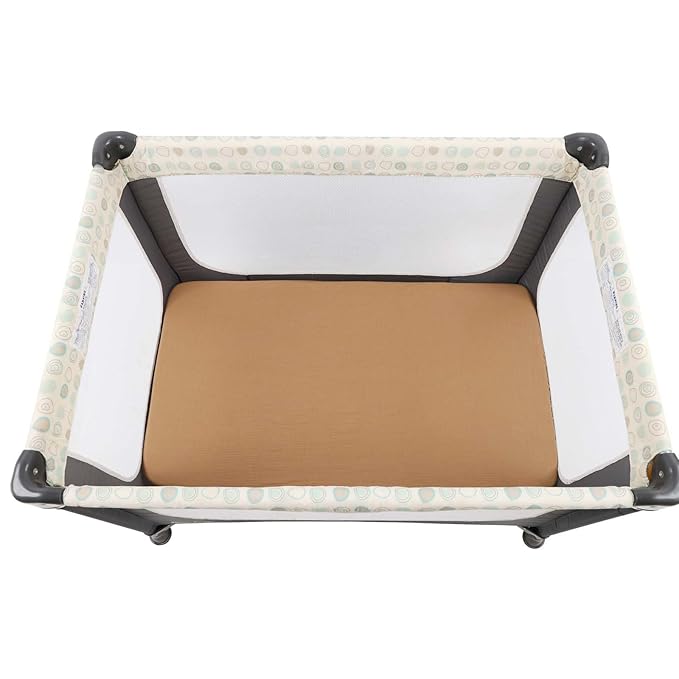 Muslin Travel Crib Sheets 24" x 42" Compatible with Guava Lotus Travel Crib, Baby Bjorn Travel Crib Light, Dream On Me Travel Light Playyard Mattress, 2 Pack Natural and Rainbow