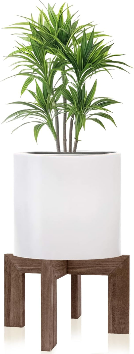 Modern Wood Plant Stand Indoor/Outdoor, Planter Stand Holder Rattan Flower Pot Stand (1 Pack- Wood Grain)