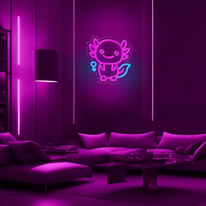 Axolotl Neon Sign for Wall Decor,Dimmable Axolotl Neon Light,Pink Animal Light Up Signs for Bedroom Party Bar Background Decoration
