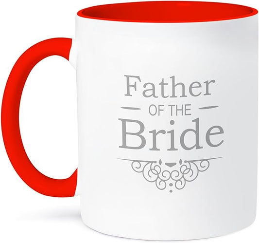 3dRose Coffee Mug, Size - 15oz - Father of the Bride in silver - Wedding - part of matching marriage party set - grey gray swirls Occasions - funny coffee cup gift