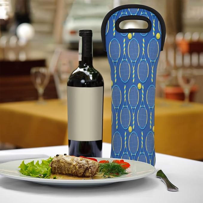 Single Bottle Wine Gift Tote Carrier Tennis Yellow Blue Neoprene Wine Tote Bags Holder Cooler Wine Gift for Women Men