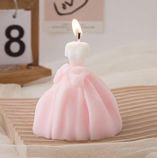 Wedding Dress Aesthetic Scented Candle,200G Handmade Bride Shape Soy Wax Aroma Decorative Candle for Table Photo Prop Valentine's Day Wedding Birthday Gift,Prefect for Meditation Stress (Pink)