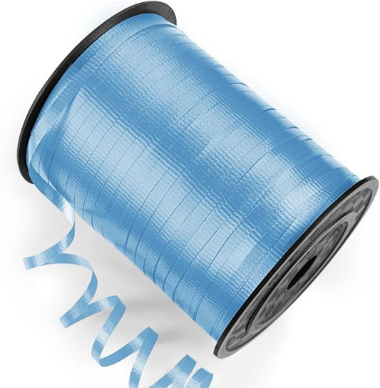 500 Yards Curling Ribbon with Spool, 1/5" Wide Crimped Texture Curling Ribbons - Perfect for Gift Box Wrapping, Birthday Party Decorations, and Balloon String Ribbon, in Sky Blue