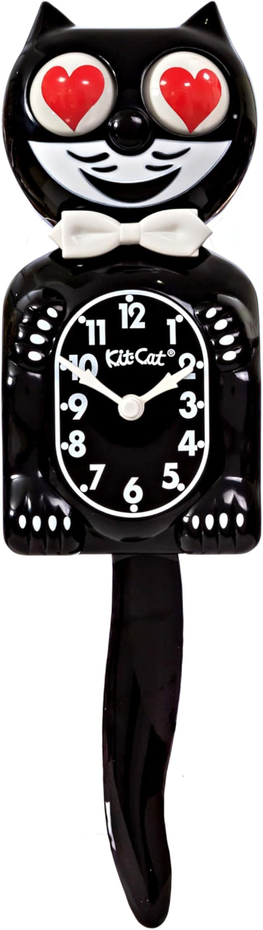 KIT CAT Klock Classic Black with Heart Eyes - Iconic Cat Clock with Moving Heart Eyes and Tail, Battery Operated Wall Clock, Made in USA, Perfect for Home Decor, Mid-Century Modern Clock, Unique Gift