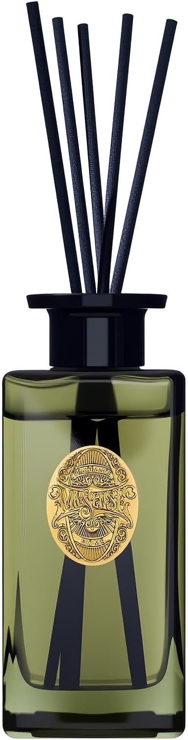 M&SENSE 10.14 oz Large Reed Diffuser | Lime Basil Scent Oil Diffuser with Sticks |Long Lasting Non-Toxic Essential Oil |Reed Diffuser for Bathroom Shelf Decor