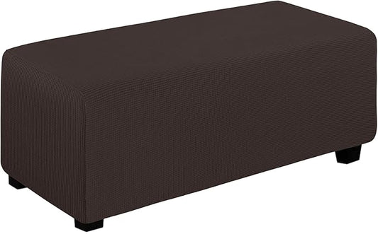 Easy-Going Stretch Ottoman Cover Folding Storage Stool Furniture Protector Soft Rectangle slipcover with Elastic Bottom(Ottoman X-Large,Chocolate)