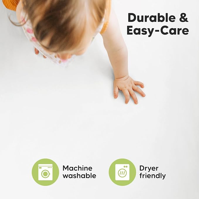 Pack and Play Sheets Fitted, 2-Pack Mini Crib Sheets - Pack N Play Sheets, Organic Fitted Crib Sheet for Pack and Play Mattress, Playard Baby Crib Sheets, Crib Sheets Neutral for Boys (Soft White)