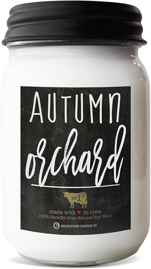 Milkhouse Candle Company - Autumn Orchard - 13oz Beeswax and Soy Candles - Farmhouse Collection - 100% Natural, Paraffin Free, with Premium Fragrance Oil, Glass Jars with Lids