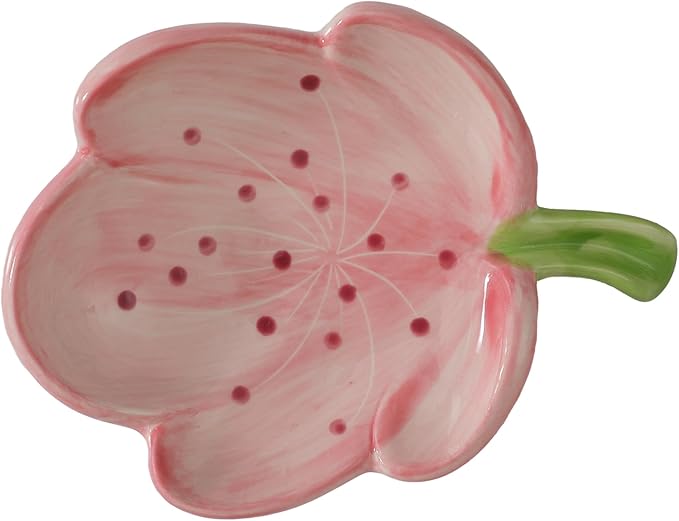 Ankah Decorative Ceramic Soap Box, Flower Shape Soap Dish, Self-Draining to Keep Dry Stop Mushy Soap Holder, Easy Cleaning, Best for Shower Bathroom and Kitchen (Tulip, Pink)