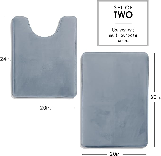 Clara Clark Bathroom Rugs, Velvet Memory Foam Bath Mat, Non-Slip Bath Rugs, Machine Wash, Dries Quickly, Ultra Soft Plush Bath Mats for Bathroom,