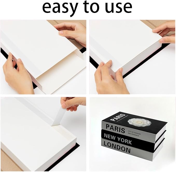Neutral Home Books Decor Display for Living Room and Office,Paris Tokyo New York Fashion Decorative Book Hardcover Fake Decorative Books for Coffee Tables and Shelves Book Décor (Fold 3)