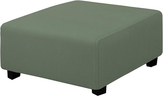 Easy-Going Stretch Square Ottoman Cover 40x40x15 inch Folding Storage Stool Furniture Protector Soft Rectangle slipcover with Elastic Bottom Greyish Green