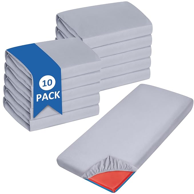 Nap Mat Sheet 10 Pcs, 24" x 48" x 4" Preschool or Day Care Rest Mat Sheet for ECR4Kids and KinderMat, Super Soft and Breathable Microfiber Baby Sheet for Boys and Girls, Gray