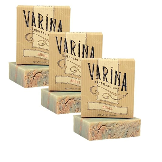 Varina Natural Angel Bar Soap - Gentle Cleansing for Sensitive Skin, Floral - 3 Pack