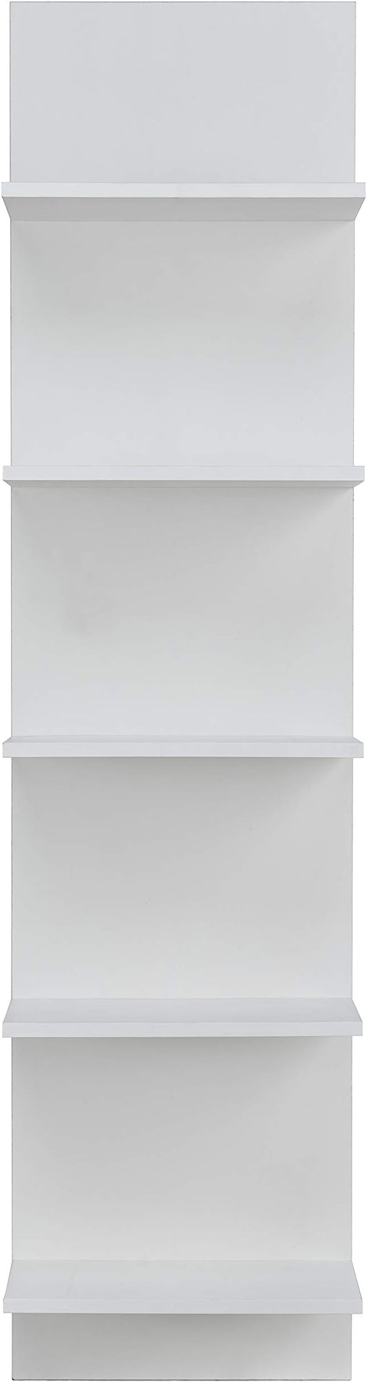 Danya B. Narrow Decorative Wall Mount Vertical Shelving Unit – Modern Column with 5 Shelves Home or Office for Books, Décor Display (White)