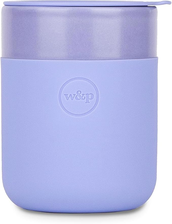 W&P Porter Ceramic Mug w/Protective Silicone Sleeve, Lavender 12 Ounces | On-the-Go | Reusable Cup for Coffee or Tea | Portable | Dishwasher Safe