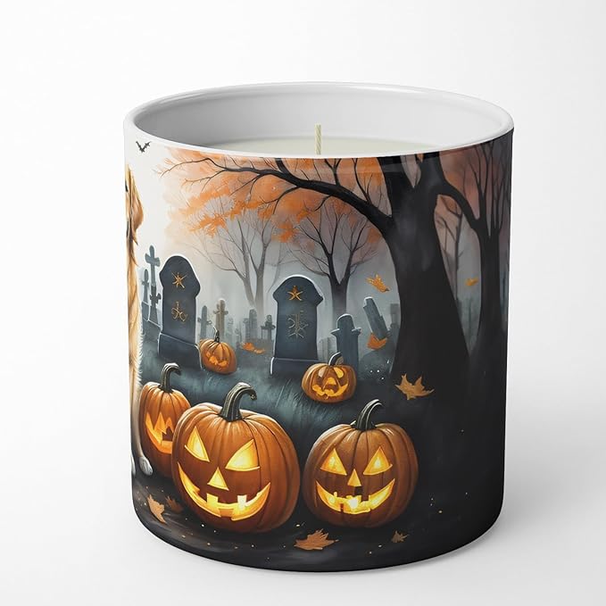 Caroline's Treasures DAC2043CDL Golden Retriever Spooky Halloween Decorative Soy Candle Nature Soy Wax Essential Oil Home Decor Ideal for Bedroom Kitchen Bath Office Gift, 10 oz