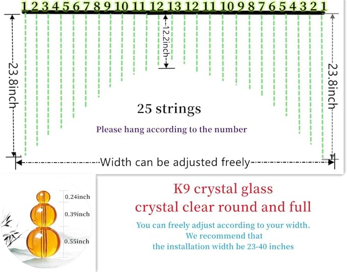 Hanging Glass Door Beads Beaded Curtains Valance Self-Adhesive for Doorways Crystals Stran Arched Windows, Clear Crystal Room Bead Partition Curtain Door Frame Beads for Doorways Closets 5