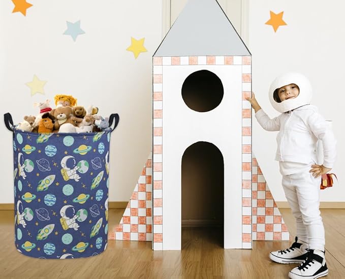 Kids Laundry Hamper,Boys Laundry Basket Collapsible Space Storage Baskets for Home Decor,Office,Toy Organizer,(Astronaut)