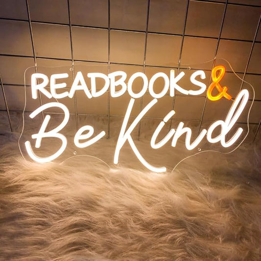 Read Books and Be Kind Neon Sign Letter LED Neon Lights Dimmable USB Powered Neon Light Student LED Neon Light for Classroom Bookstore Library Museum Study Room 19"x9.6"