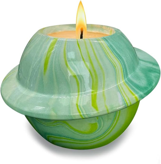 Premium Outdoor Citronella Candle, Green Ceramic, 8 Oz Large Jar, Repelling Scented Candles, 100% Soy, for Patio Decor, Outside Table Decor, Camping Accessories, Beautiful Candle Jars