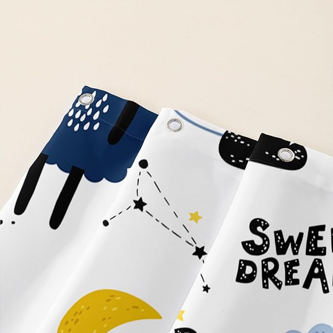 AILONEN Cute Sheep Shower Curtain for Bathroom,Constellation Star Clouds Printed Bath Curtain,Blue Pink Sheep Kids Curtain Waterproof with 2 Plastic Hooks 36" W*72" H