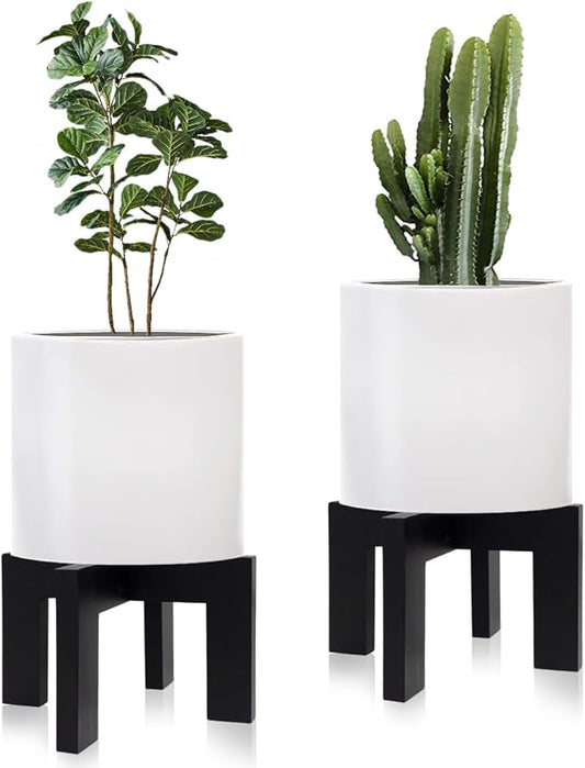 2 Pack Wood Plant Stand Indoor Holders for Plants, Sturdy Flower Pot Stands Plants Shelf, Wooden Stool for Patio Plant Stand, Fit 5-18 Inch Variety Flower Pots, Easily Assemble (2 Pack-Black)
