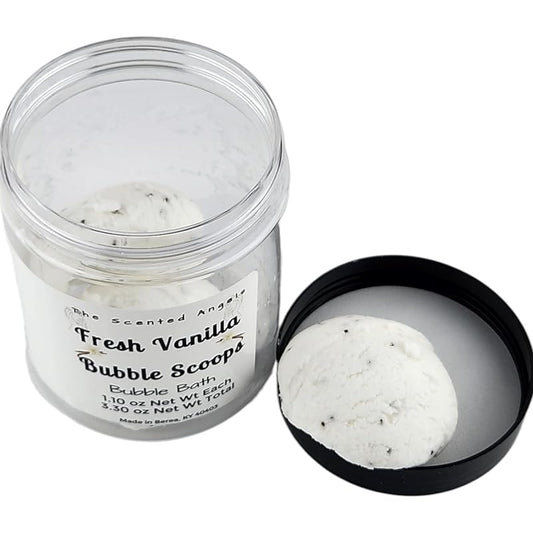 TSA Handmade Very Bubbly Fresh Vanilla Bubble Bath Scoops with Poppy Seeds, Soak, Clean, Spa, Skin Care, Dry Skin, Moisturizer, Scented Soap, Sensitive, Woman, Kids, Gift, Relax, 3 1.1 oz Scoops