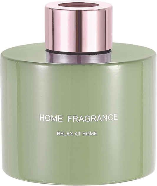 HARFINGTON Empty Glass Diffuser Bottle 140ml/4.7oz Refillable Fragrance Accessories Aromatherapy Jar Container for Replacement Reed Diffuser DIY Home Bathroom Green with Gold Tone Cap