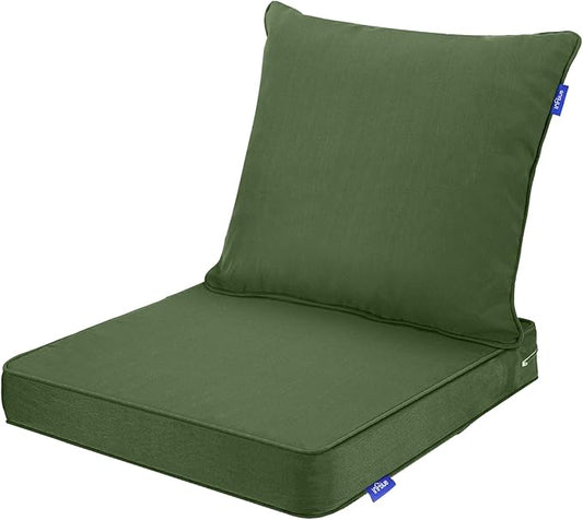 Deep Seat Cushions, Outdoor Cushions, Patio Furniture Cushions, Deep Seat & Back Cushion Patio Cushions with Rmoveable Cover for Backyard Couch Sofa Fade Resistant (19x19x3 in, Solid Moss Green)