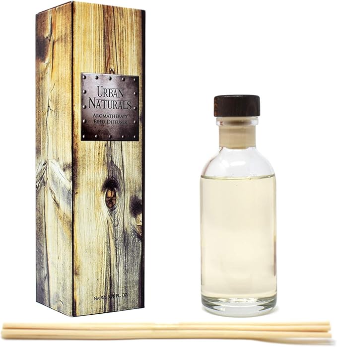 Urban Naturals Patchouli Woods Reed Diffuser Scent Sticks Gift Set | Sandalwood, Patchouli & Ylang Ylang | Scented Oil for Mid to Large Size Rooms. Vegan. Made in The USA
