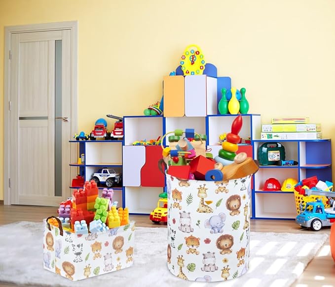 Kids Laundry Hamper,Baby Laundry Basket Animal Storage Baskets for Kids Room Decor,Nursery Hamper,Bedroom,Toy Organizer,(Cute Animal)