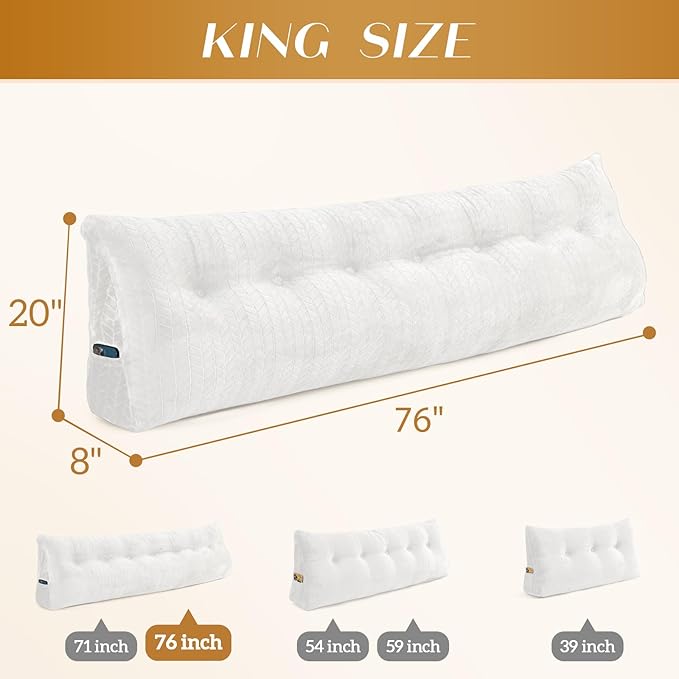 Triangular Wedge Headboard Pillow Large Bolster Bed Rest Reading Pillow Backrest Positioning Support Bolster Cushion with Removable Cover
