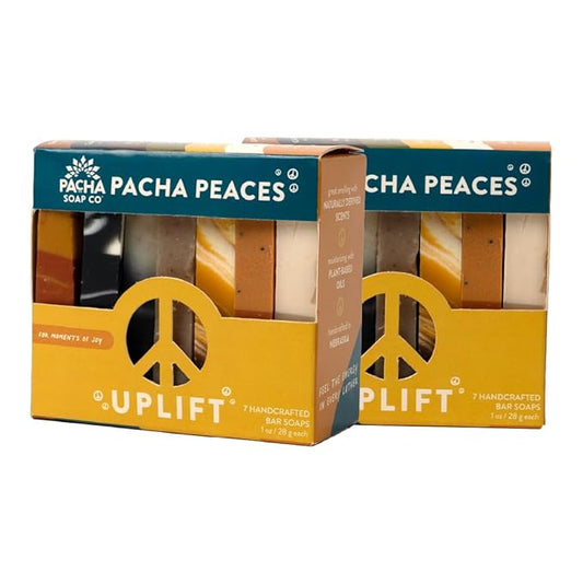 Pacha Peaces Bar Soap Uplift 2 Pack | Premium, Handcrafted, Hydrating | Natural Face Wash, Hand Cleanser, Body Wash | Soothing Essential Oils, 4 oz