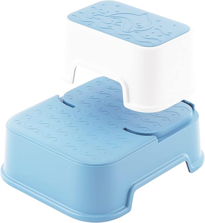 Toddler Step Stool for Bathroom,Kids Step Stool for Potty Training,Toilet Stool, Slip Resistant (Blue, 2)