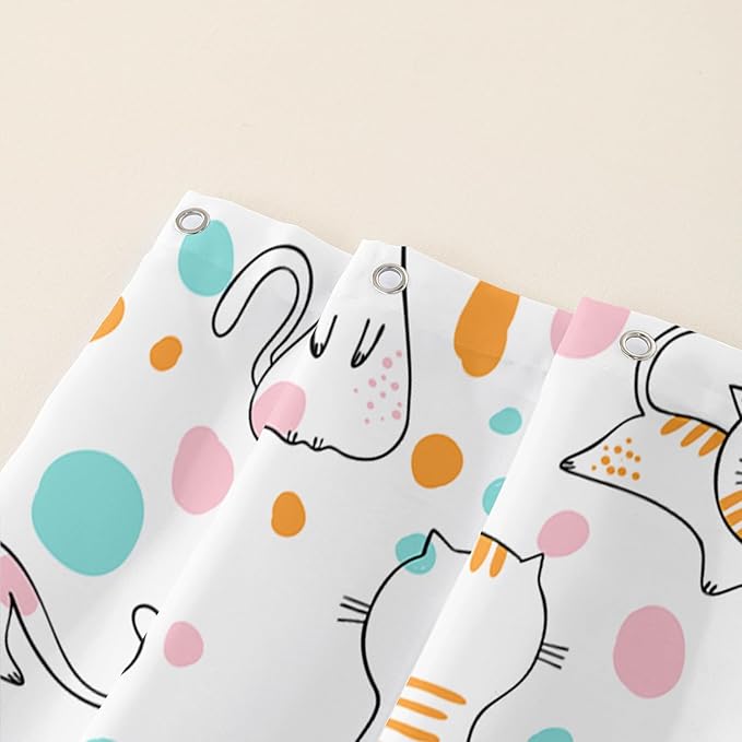 AILONEN Cat Shower Curtain,Cute Cat Bath Curtain,Pet Cat Kitten Bathroom Curtain Decor,Cartoon Animal Polyester Waterproof 72" W*84" H Shower Curtain for Boys Girls (12 Hooks)