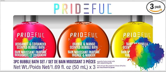 Prideful 3pc Bubble Bath Set (50ML) X 3 (Bergamot & Coriander, Orange & Mango, Tahitian Vanilla)