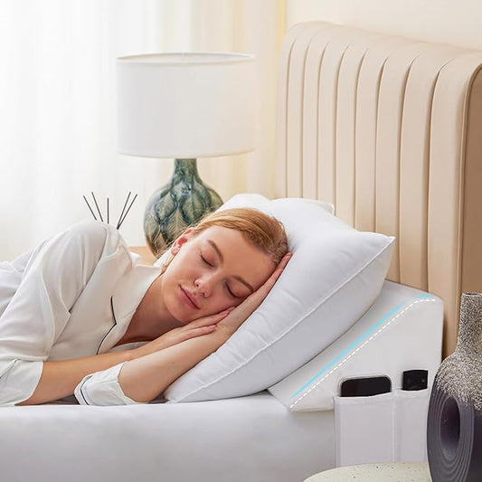 Queen Bed Wedge Pillow for Headboard, Foam Headboard Pillow, Bed Gap Filler, Mattress Wedge, Mattress Gap Filler Queen - Fill The Gap (0-7") Between Headboard and Mattress (White, 60"x10"x6")