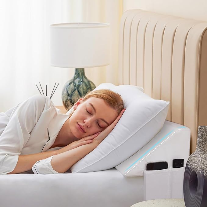 King Wedge Pillow Headboard, Bed Wedge Pillow for Headboard, Foam Headboard Pillow, Bed Gap Filler King - Fill The Gap (0-7") Between Headboard and Mattress (White, 76"x10"x6")