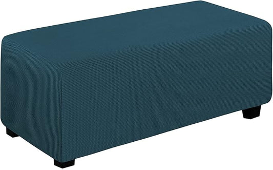 Easy-Going Stretch Ottoman Cover Folding Storage Stool Furniture Protector Soft Rectangle slipcover with Elastic Bottom(Ottoman X-Large,Deep Teal)