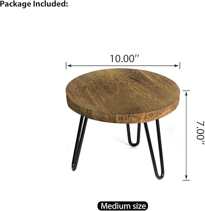 OBTAIN Plant Stand Indoor Outdoor, Wooden plant Stool, Mid Century Plant Stand for Indoor Plants, Wood Modern Plant Holder Rattan Flower, Low Short Boho Rustic Planter Stand Fit 5-15 Inch Pot(M)