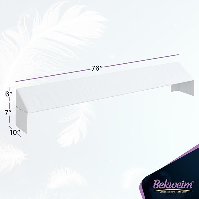 Wedge Pillow Headboard Bed Gap Filler King - Headboard Pillow Size 76 X 10 X 6 - Long Pillow for Bed Wedge Gap Filler with Large Pocket for Bed Accessories - Mattress Gap Filler King Bed (White)