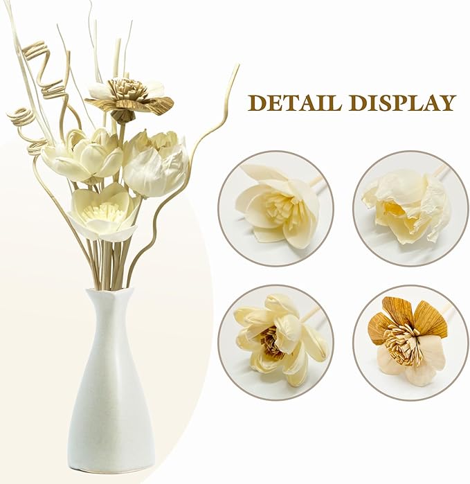 Reed Diffuser Sticks, Reed Diffuser Sticks Flowers, Reed Diffusers Set for Bathroom, Reeds Diffuser for Home, Bedroom Decor, Office,12Pcs, Natural Flower