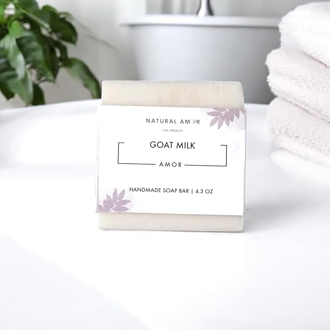 Natural Amor Unscented Goat Milk Soap Bar (Pack of 3),Gentle Handmade Soap for Dry, Sensitive Skin,Suit for Face & Body. Cruelty- Free