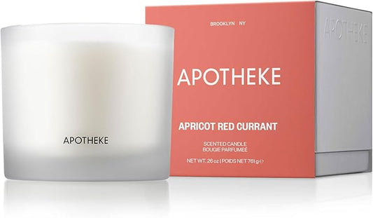Apotheke 3-Wick Scented Candles for Home, Apricot Red Currant - 26 oz Long-Lasting Soy Wax Jar Candle, 120-140 Hours Burn Time - Notes Red Currant, Grapefruit, Pomegranate & Hint of Sandalwood