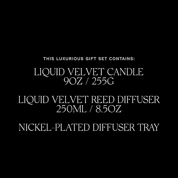 Antica Farmacista Liquid Velvet Candle & Reed Diffuser Set - Gift Set for Women & Men - 9 oz Scented Candle, 8.45 fl oz Reed Diffuser, Silver Diffuser Tray - Holiday Gifts - Home Fragrance Gift Set