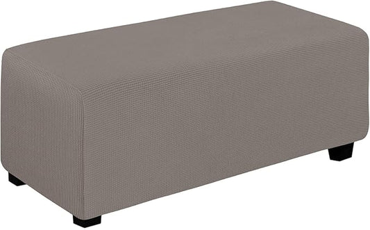 Easy-Going Stretch Ottoman Cover Folding Storage Stool Furniture Protector Soft Rectangle slipcover with Elastic Bottom(Ottoman X-Large,Taupe)