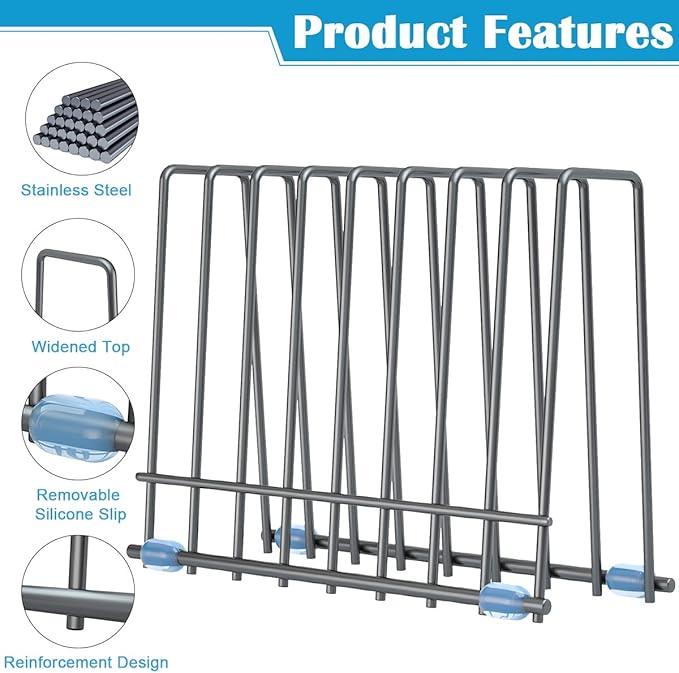 IDEATECH Reusable Storage Bags Rack, Drying Rack for Storage Bags, Stainless Stand for Reusable Storage Bags, File Organizer Desktop Storage Book Shelf (Grey)