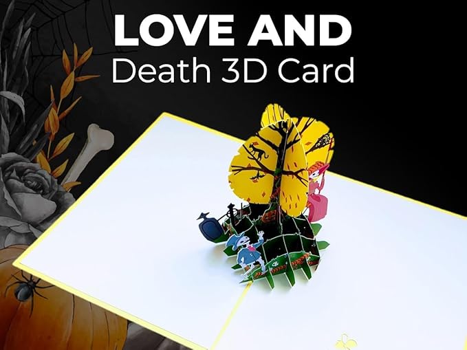 iGifts And Cards Día de los Muertos Pop-Up Card – 3D Skeleton Couple Under Full Moon – Handmade Greeting for Day of the Dead, Halloween, Altar Offering, or Remembrance