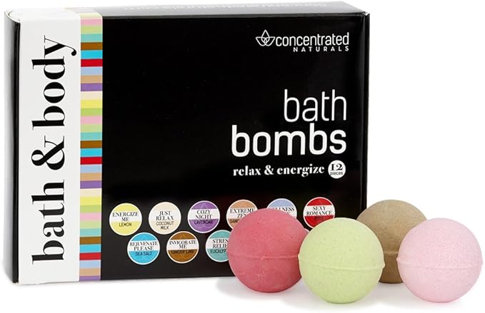 Bath Bombs for Women Relaxing Bath Bomb Gift Set All Natural Bathbombs for Woman with Essential Oil Scented Large Bulk 12 Pack Individually Wrapped Fizzy All Natural Bath Bombs